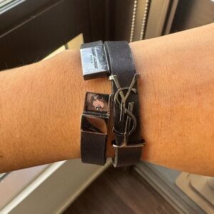 Yves Saint Laurent Black Leather Bracelet